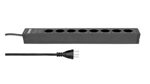 Outlet Strip ALU 8x CH Type J (T23) Socket - CH Type J (T23) Plug Black 3m